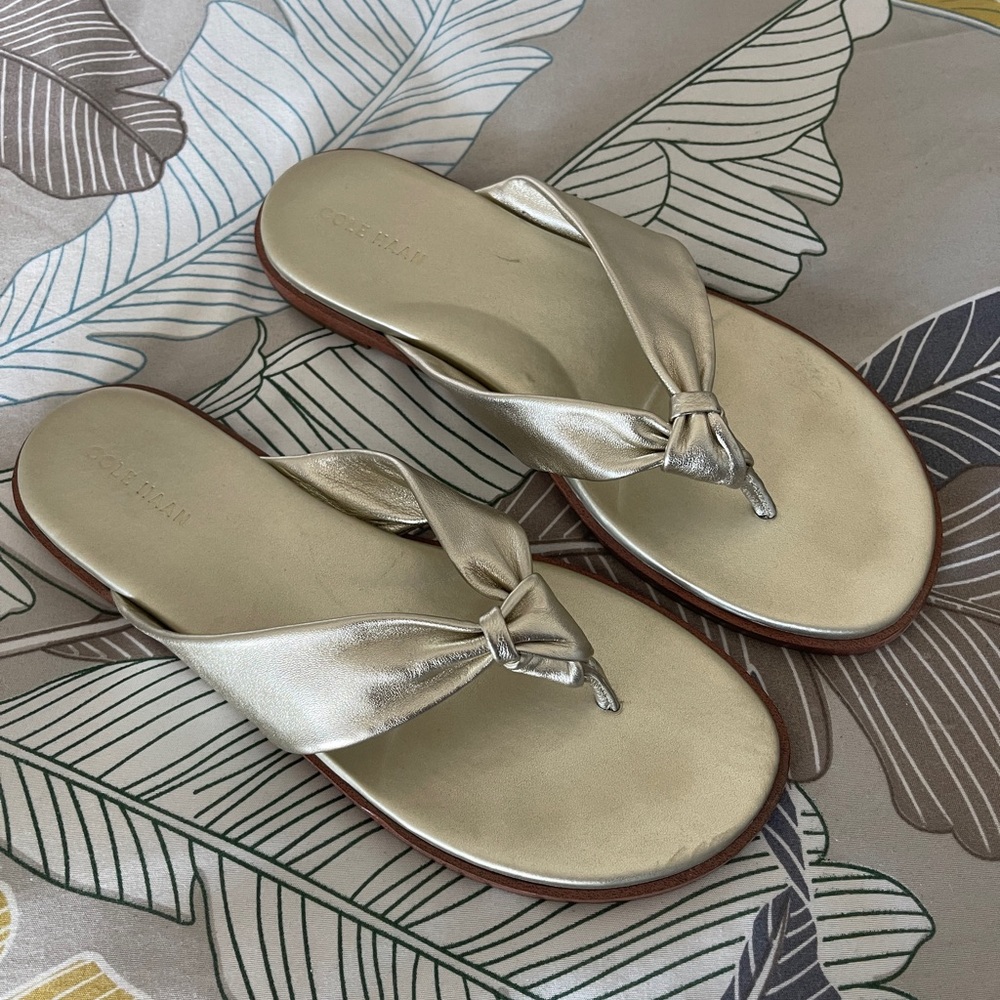 Gold Cole Haan thong sandal